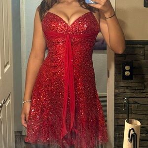Vintage Jovani Red Sequin Mini Dress